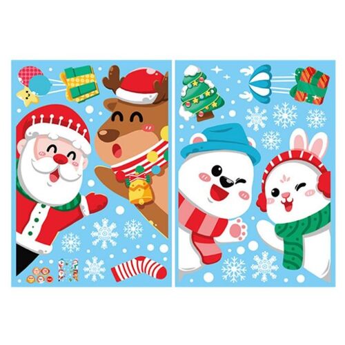 Autocollants de Noël pour fenêtre - 2 pièces, décorations d'élan et de bonhomme de neige pour la maison et les cadeaux