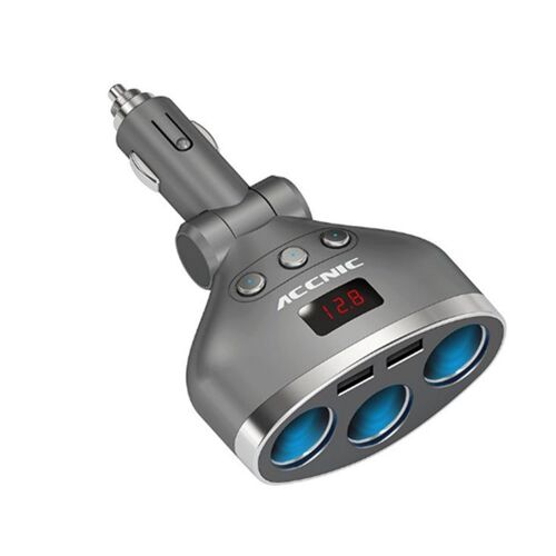 Chargeur De Voiture À 3 Ports Avec Interrupteurs Indépendants Et Indicateur Led