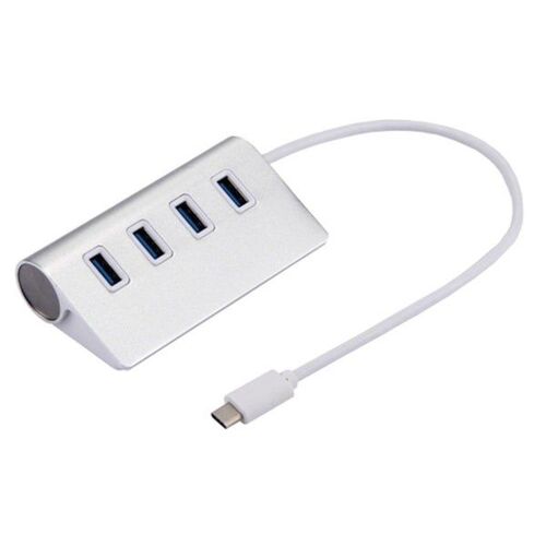 Adaptateur hub USB 3.0 pour MacBook et tablettes PC - 4 ports, USB-C, aluminium, Plug and Play