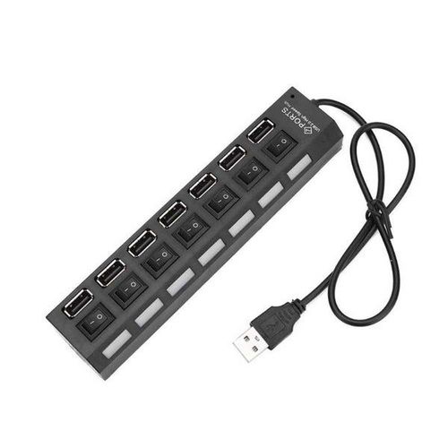 Hub USB 7 ports avec interrupteur marche/arrêt - Répartiteur USB 2.0 pour PC et ordinateur (lot de 2)