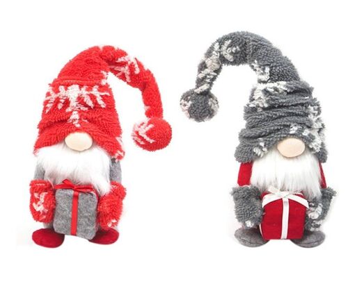 Lot de 2 poupées nains de Noël décoratives avec sac cadeau ¿ Décoration de Noël