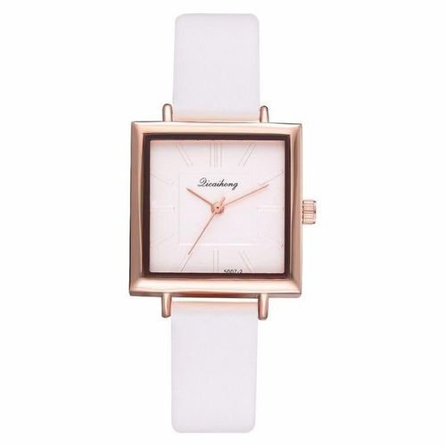 Montre À Quartz Pour Femme, 2 Pièces, Avec Bracelet En Cuir Synthétique Et Boîtier En Alliage