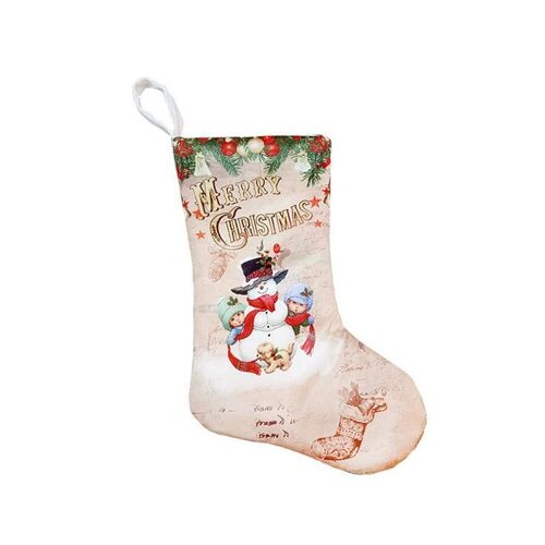 Lot de 2 chaussettes de Noël à motif bonhomme de neige pour décoration et remplissage de cadeaux