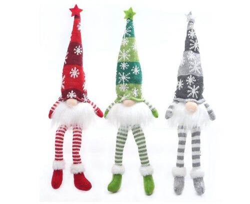Lot de 3 poupées nains de Noël lumineuses ¿ Décoration Rudolph, vieil homme sans visage et aux longues jambes