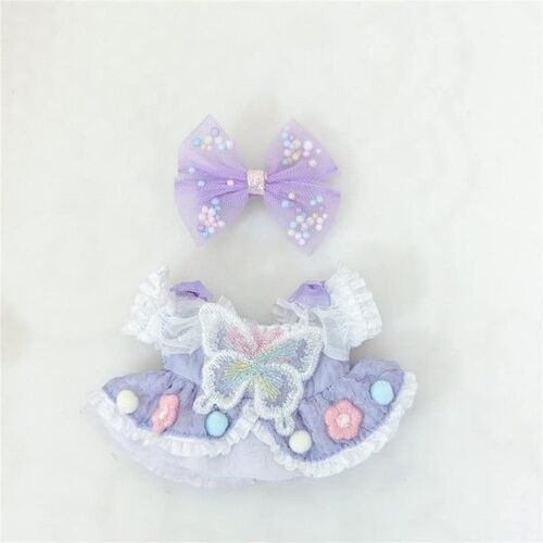 Ensemble de vêtements pour poupées Labubu avec jupe à n?ud violet pour poupées de 15 cm et 17 cm