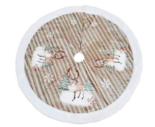 Jupe de sapin de Noël motif flocon de neige élan 98 cm pour décoration de Noël et aire de jeux