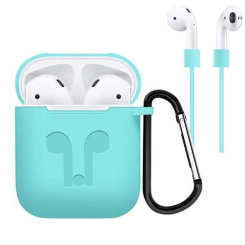 Étui en silicone pour AirPods - Lot de 3 avec sangle et mousqueton