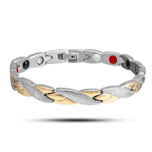 Lot De 2 Bracelets De Thérapie Magnétique Pour Homme ¿ Design Chaîne Dorée