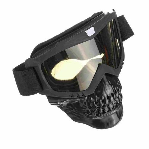 Masque De Moto Avec Lunettes ¿ Motif Tête De Mort, Réglable, Protection Contre Le Vent Et Le Sable