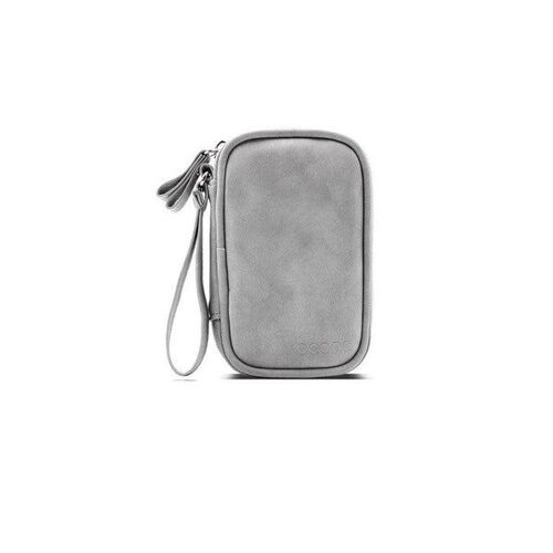 Sac de rangement compact pour câbles USB et écouteurs - 12 cm x 7,5 cm - Gris