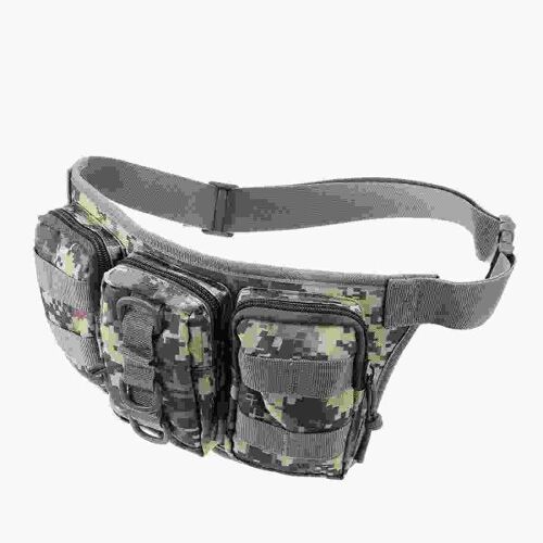 Sac banane tactique 2 L pour randonnée, escalade et voyage - Camouflage ACU, hydrofuge, design multi-poches