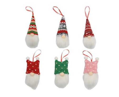 Lot de 6 pendentifs en forme de poupée gnome tricotée pour décoration de Noël