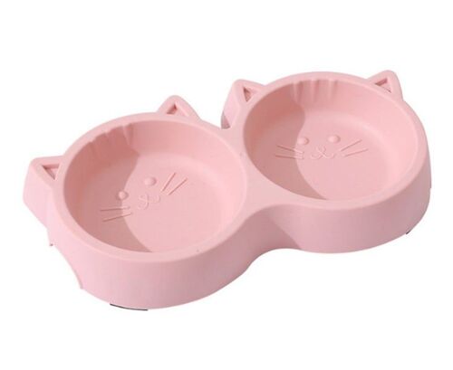 Gamelle Double Cat Face Pour Chats Et Petits Chiens ¿ 3 Gamelles En Plastique