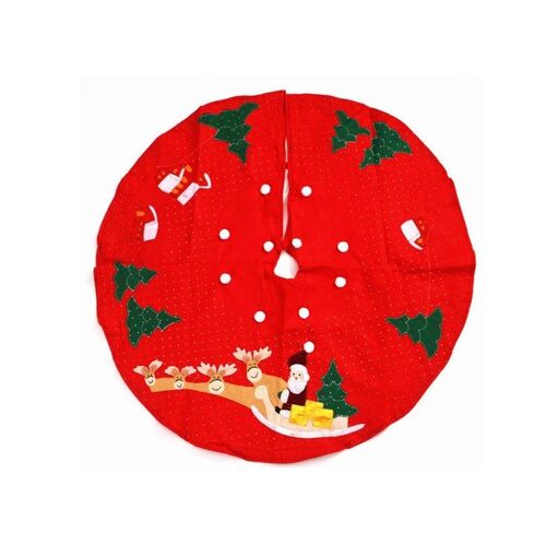 Jupe de sapin de Noël de 100 cm avec motif cerf brodé pour décorations de Noël et centres de table