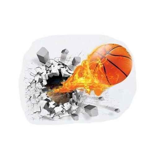 Stickers muraux 3D Basketball - Lot de 2, PVC, imperméables, faciles à poser, 70 x 50 cm, noirs, pour chambres d'enfants et plus