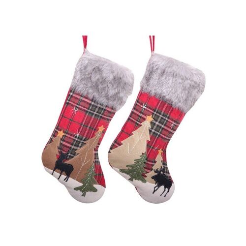 C332 Lot de 2 sacs-cadeaux de Noël à motifs d'élan pour bonbons et petits cadeaux