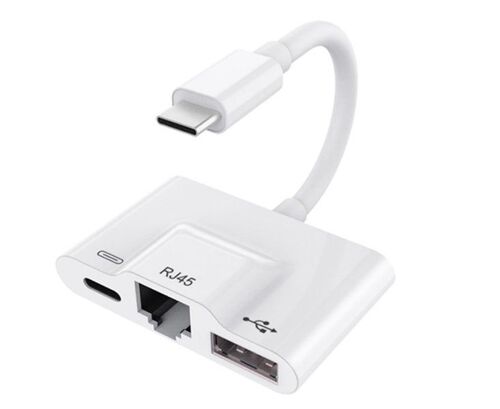 Convertisseur de câble réseau Ethernet RJ45 3 en 1 TYPE-C pour appareils mobiles
