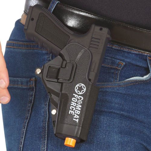 Pistolet Factice Plastique Noir 20cm Avec Étui