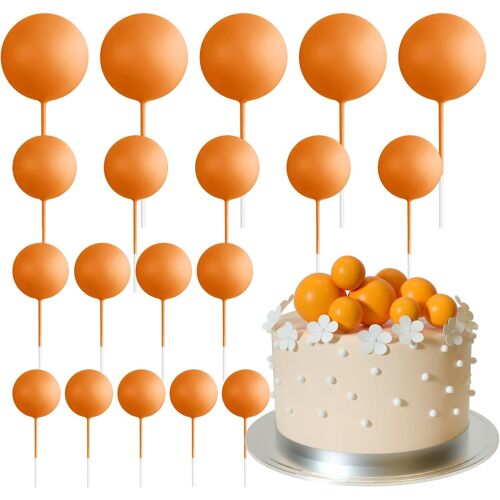 ChicSlick-20 Pièces Décorations De Gâteau En Boule Mini Ballons Décoration De Gâteau Boules Pics À Gâteaux Pour Décorations De Gâteau D'Anniversaire De Mariage (Orange)[X1477]