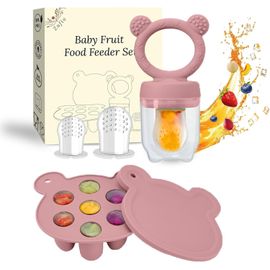 Kalanka-Zufio Grignoteuse Bébé - Sans Bpa Tetine Grignoteuse Bébé 4m+ Moule À Glace Au Lait Maternel Conservation Lait Maternel - Alimentateur De Fruits En Silicone (Pink)