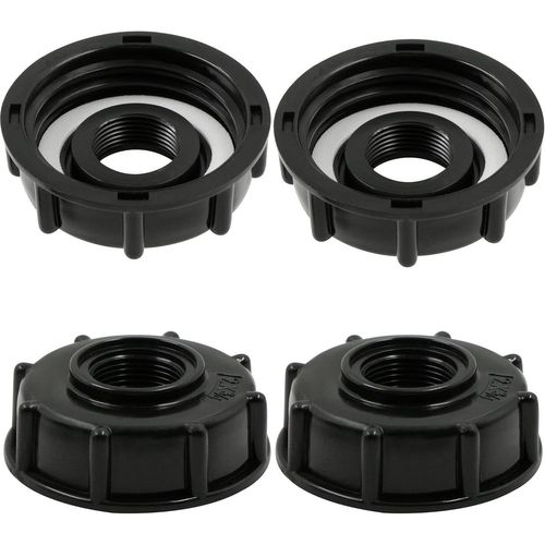Adaptateur de Réservoir IBC Connecteur-Baril Raccord Tuyau Accessoires Bouchon Conteneur-pour Robinet de Jardin D'adaptateur Cuve Sortie Raccord 3/4 Pouces-4 Pièces Noir