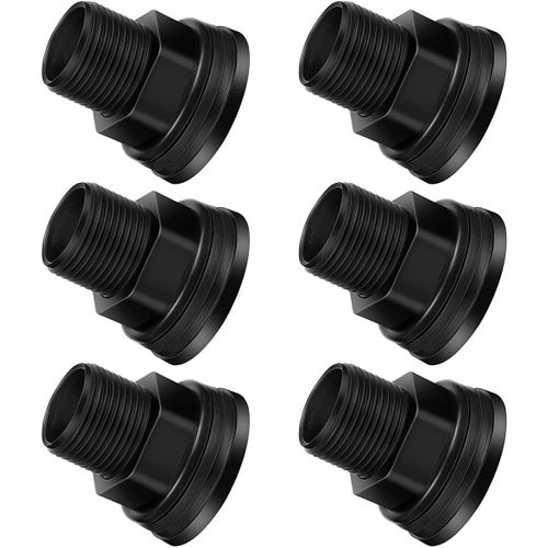 Lot de 6 raccords de cloison en PVC à double filetage pour réservoir d'eau de 1,9 cm mâle 1,2 cm femelle pour tonneaux de pluie,aquariums,baignoires,piscines