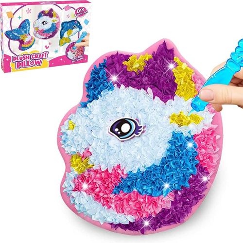 KALANKA-Gamrong Plush Craft Licorne Coussin à Décorer DIY, Craft Kit de Bricolage pour Enfants Débutants, Poke Art Diy Toys Activite Manuelle pour Enfants Filles Garçons 3 4 5 6 7 8 Ans DIY Handmade