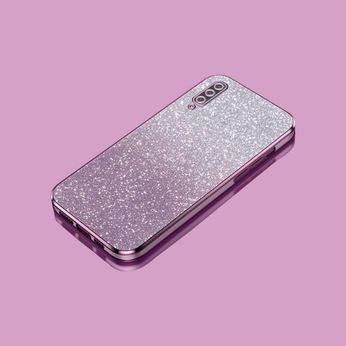 SJZG-Compatible Avec Samsung Galaxy A7 2018 Coque Souple Transparente Électroplaquée En Tpu + Papier À Paillettes