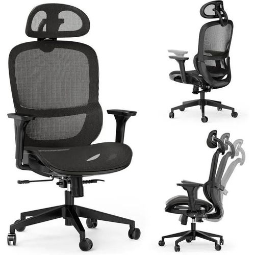 Sense7 Chaise De Bureau Ergonomique Neyo ¿ Chaise Pivotante Et Réglable En Hauteur Avec Dossier En Maille Respirante, Gaming - Noir