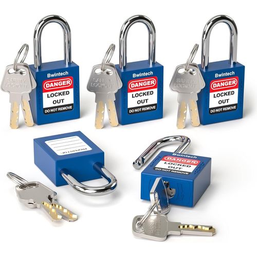 KALANKA-5 pièces 38 mm à clés différentes, cadenas de sécurité bleu foncé pour stations et dispositifs de verrouillage et d'étiquetage