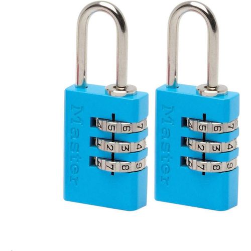 KALANKA-7620EURTCOL Lot de 2 Cadenas à Combinaison Programmable en Aluminium, Couleur Aléatoire, 2 x 5,5 x 0,9 cm