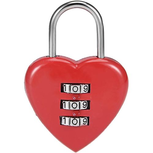 TEPPE-Sourcingmap 3 chiffres Cadenas à combinaison, 3 mm à anse, verrou en alliage de zinc en forme de coeur, Rouge