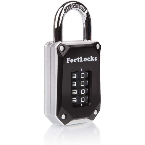 Cadenas à Code 4 Chiffres | Cadenas à Code pour Casiers de Sport, de Collège, de Vestiaire et Plus Encore | Corps en Alliage de Zinc avec Anse en Acier Trempé (Noir/Orange)