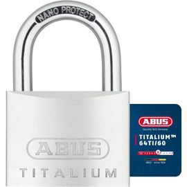 TEPPE-ABUS Titalium 64TI/60 - Cadenas de cave avec corps de serrure en aluminium spécial - anse en acier trempé - niveau de sécurité ABUS 6