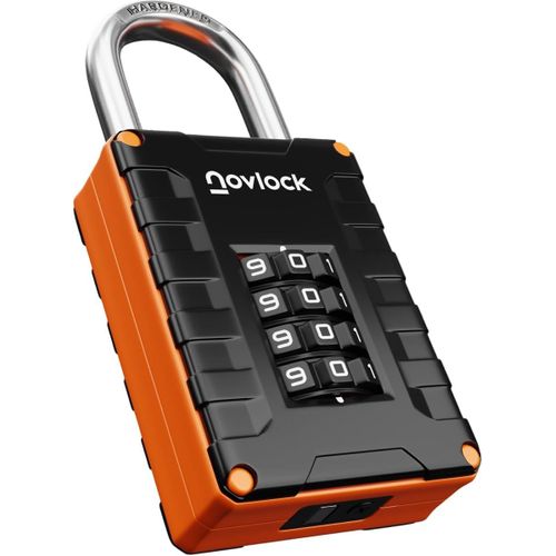 Cadenas à Code 4 Chiffres ¿ Haute Résistance ¿ Pour Casiers de Gym, École, Travail, Armoires, Boîtes, Portails, Clôtures ¿ 1 Pièce, Noir/Orange