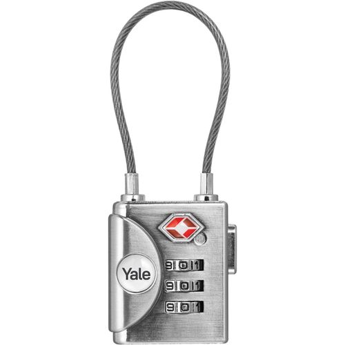 KALANKA-Cadenas à Code Gris Anse Souple avec Combinaison Programmable 3 chiffres homologué TSA 32 mm - YTP3/32/350/1 - Nickelé Brossé - Pour Valise de voyage et Bagage