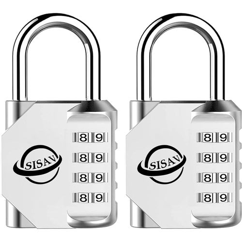 Cadenas à Combinaison 4 Chiffres Pour Usage Extérieur,Pour Casier de Gymnase Scolaire,Casier de Sport,Portail de Clôture,Portail,Loquets et Boîte à Outils,Argenté