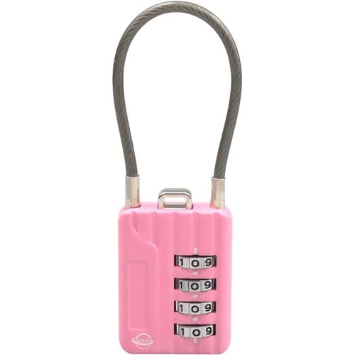 KALANKA-Cadenas à combinaison à 4 chiffres \u2013 Câble de 12 cm pour casier d'école, casier, armoire, boîte à outils, bagages, sac à dos \u2013 3 mm de diamètre \u2013 Rose