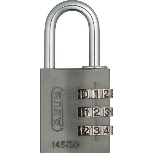 TEPPE-ABUS Cadenas à combinaison 145/30 Titanium - Cadenas pour valises, casiers et bien d'autres choses encore. - Cadenas en aluminium - code numérique réglable individuellement - niveau de sécurité