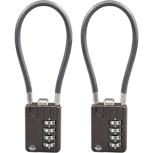 KALANKA-Lot de 2 verrous à combinaison à 4 chiffres de 18 cm pour casier de gym, casque, armoire de classement, boîte à outils, valise, sac à dos, noir