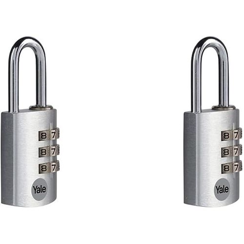 KALANKA-Cadenas aluminium à code Argent 28 mm - YE3CB/28/126/1/S - Anse acier, combinaison à 3 chiffres - Pour Casier Scolaire Ecole, Vestiaire de Sport, Boîte à Outils, Sac (Lot de 2)