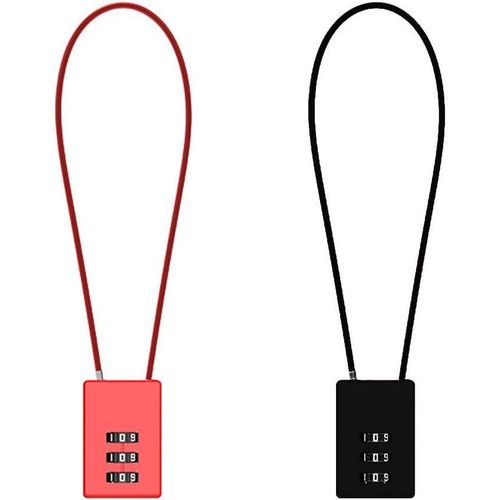 KALANKA-Lot de 2 cadenas à code avec câble de 40 cm à combinaison à 3 chiffres pour casque de moto, casier de gym, armoire de classement, boîte à outils, valise