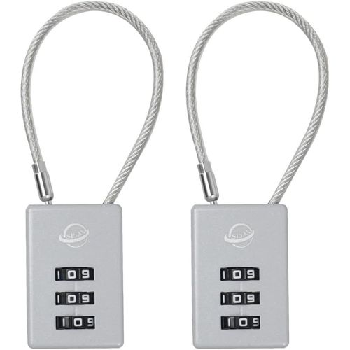 KALANKA-Lot de 2 câbles de verrouillage à combinaison à 3 chiffres de 12,7 cm pour casier d'école, salle de sport, classeurs, casque, boîte à outils, valise, sac à dos, gris