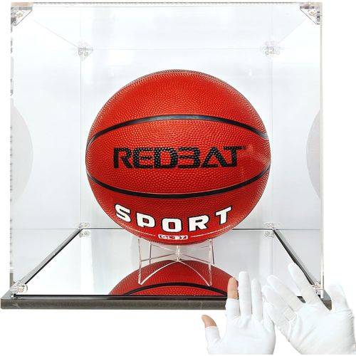 Kalanka-Avec Support De Ballon En Acrylique Et Fond Miroir En Acrylique, Vitrine Pour Ballon De Basket-Ball, Ballon De Rugby, Football, 30 X 30 X 30 Cm, Convient À La Plupart Des Balles De Taille App
