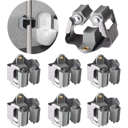 CHAAS-Lot de 6 Accroche Balai Mural Mise à Niveau, Porte Balais Mural en Acier Inox, Charge 5kg, Support Balais Mural de Grande Taille pour Salle de Bain, Garage, Jardin,Buanderie,Cuisine