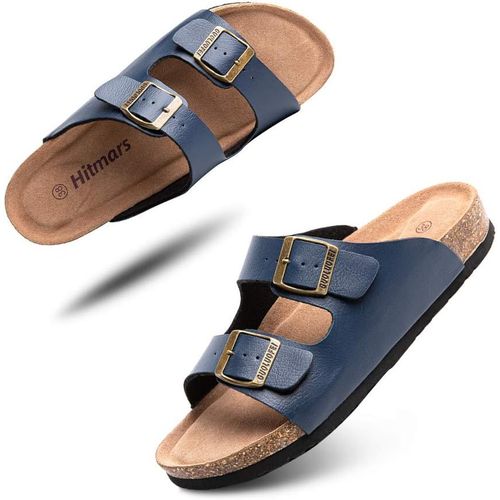 Kalanka-Mules Femme Homme Sandale Bout Ouvert Confort Tongs Plates Été Sandales Et Nu-Pieds Boucle Sabots Chaussure De Plage Noir Marron Bleu Eu 35-47