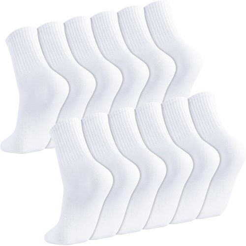 Kalanka-6 Paires Chaussette Sport Blanche Pour Homme Et Femme Classiques Chaussettes Confortables Respirantes Absorbantes Avec Support De Pied 38-43 Pour Fitness Running Tennis Cyclisme
