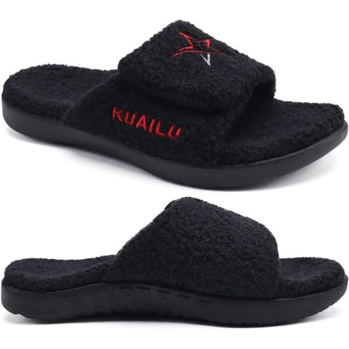 Kalanka-Claquette Hommes Sandales De Sport Pour Hommes Pantoufles Reglables En Cuir Soutien De La Voûte Plantaire Sandales À Bout Ouvert Chaussures De Plage Et Piscine D'été