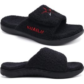 Kalanka-Claquette Hommes Sandales De Sport Pour Hommes Pantoufles Reglables En Cuir Soutien De La Voûte Plantaire Sandales À Bout Ouvert Chaussures De Plage Et Piscine D'été