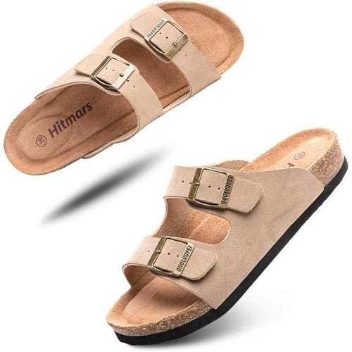 Kalanka-Mules Femme Homme Sandale Bout Ouvert Confort Tongs Plates Été Sandales Et Nu-Pieds Boucle Sabots Chaussure De Plage Noir Marron Bleu Eu 35-47